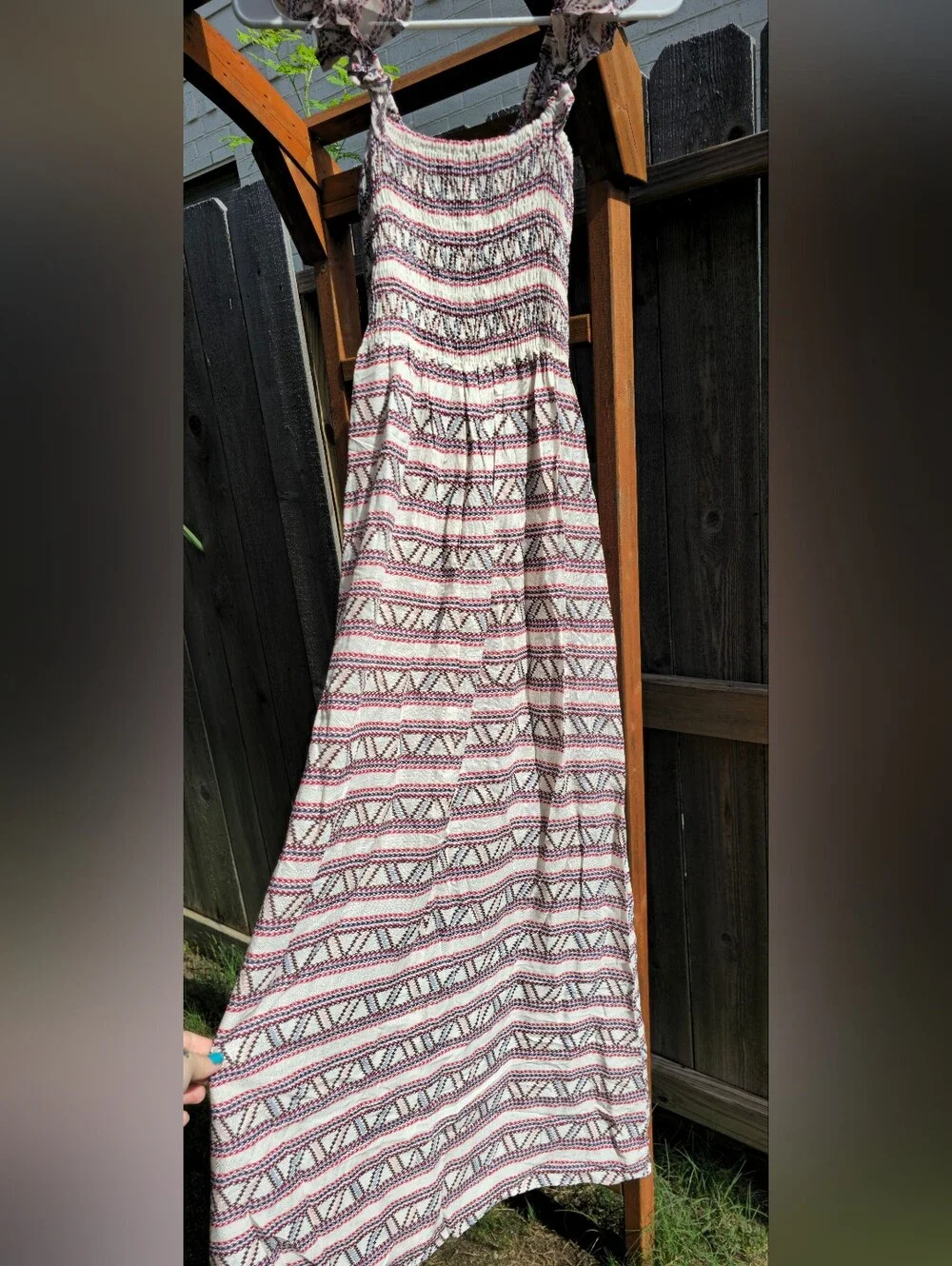 Aqua Pink and Black Patterned Maxi Skirt
